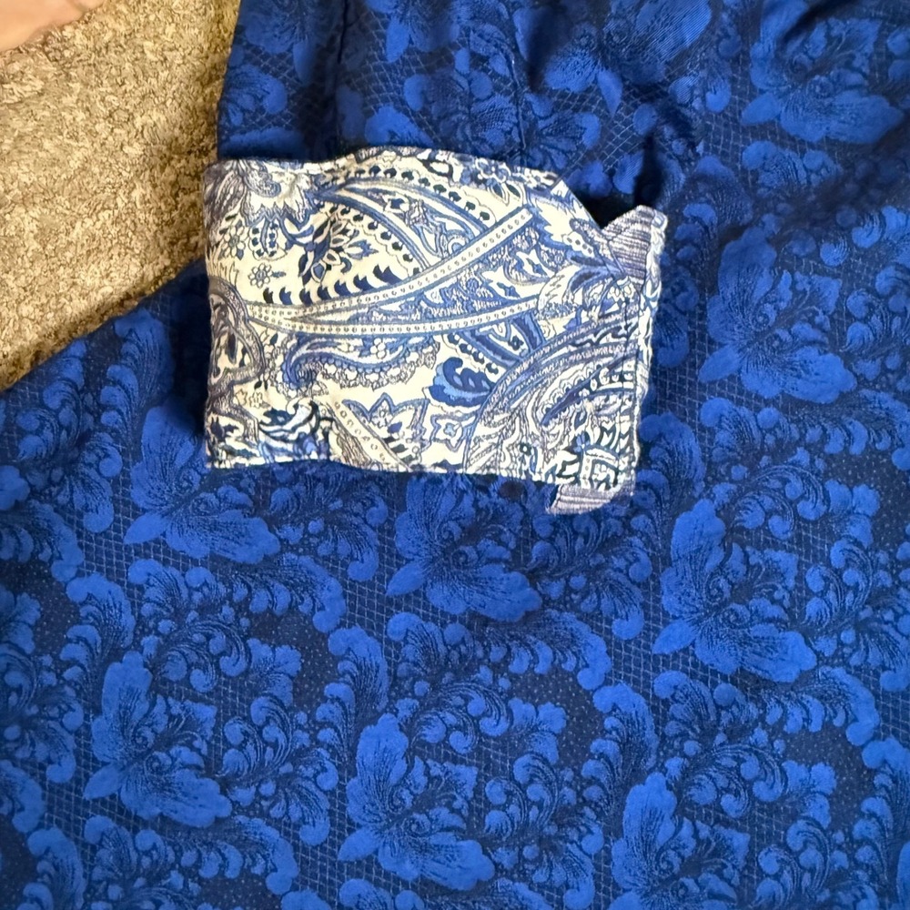 Robert Graham Men 3XL Blue Damask Jacquard Button Down Shirt Classic Fit Paisley - Picture 3 of 7